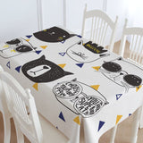 Cool Cat Cartoon Cotton TableCloth