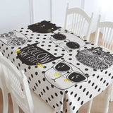 Cool Cat Cartoon Cotton TableCloth