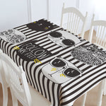 Cool Cat Cartoon Cotton TableCloth