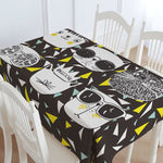 Cool Cat Cartoon Cotton TableCloth