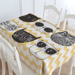 Cool Cat Cartoon Cotton TableCloth