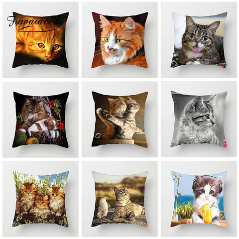 Cute Cat Printed Cushion Covers 02