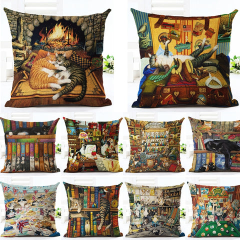 Cute Cat Printed Cushion Covers